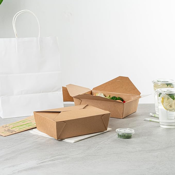Restaurantware Bio Tek 8.5 x 6.3 x 2.5 Inch Food Containers 200 Durable Noodle Boxes - Disposable Sustainable Kraft Paper 17-Ounce Takeout Boxes Rectangle For Takeouts Or Picnics - Image 7
