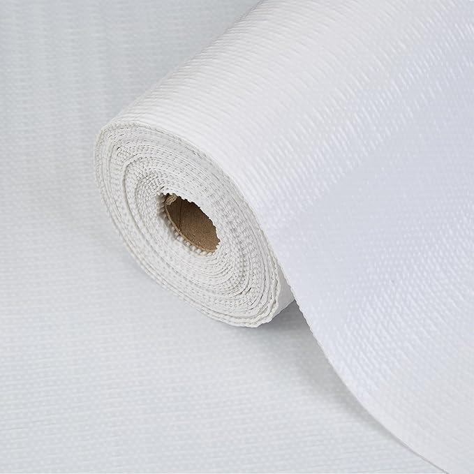 Drawer Shelf Liner for Kitchen Cabinets Non Adhesive, Slip Resistant Shelf Paper Easy to Clean, Strong Grip Thickened Cabinet Liners Waterproof for Pantry Shelves Cupboard, White, 17.5 in x 10 FT by TheBaDaz