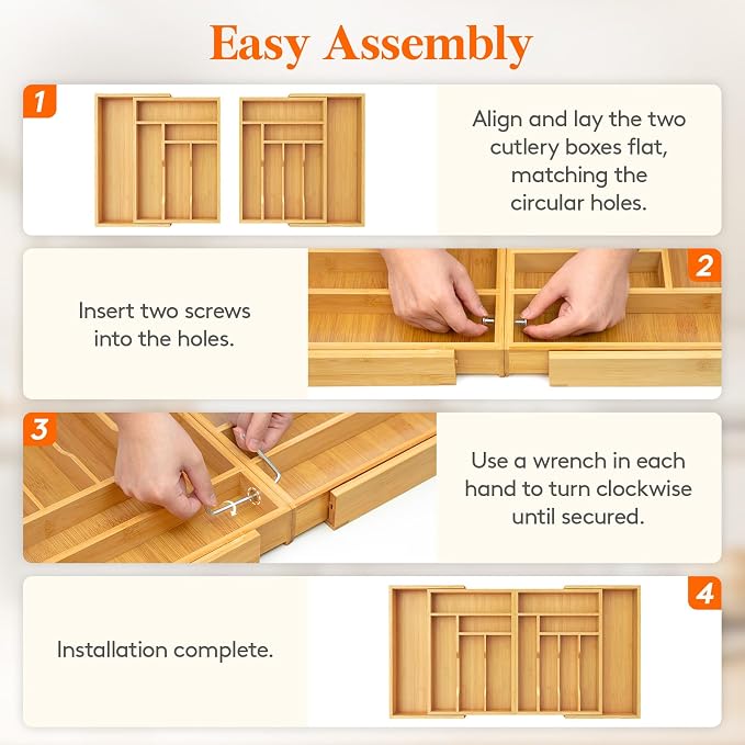 Lifewit Large Silverware Drawer Organizer, Bamboo Utensil Tray for Kitchen - Image 7