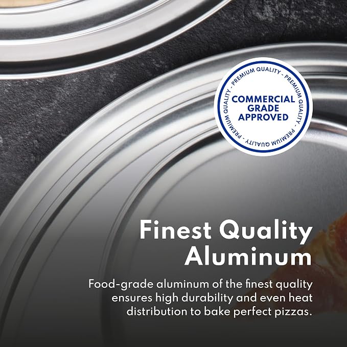 New Star Foodservice Restaurant-Grade Aluminum Pizza Pan/Tray with Wide Rim, 12 Inch, Pack of 6 - Image 8
