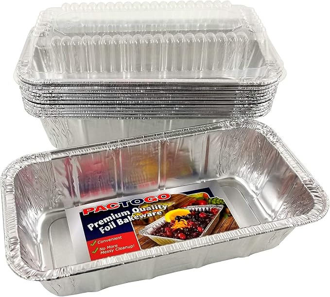 PACTOGO 1 1/2 lb. Disposable Aluminum Foil Loaf Bread Baking Pan Tin (Pack of 12 Sets) by PACTOGO