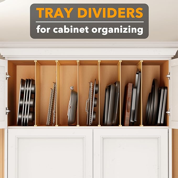 SpaceAid 6 Pack Tray Dividers for Cabinets, Pressboard Kitchen Cookie Baking Sheet Organizer for Cabinet, Vertical Pan and Trays Organizers for Pantry Storage - Image 4
