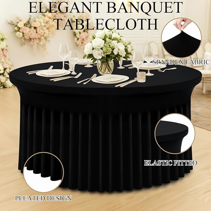Moosfor 2 Pack Spandex Fitted Round Tablecloth, Elastic Table Skirt - Image 4