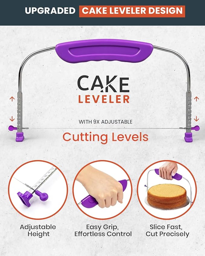 RFAQK 50PCs Cake Decorating Supplies Kit with 12" Aluminum Rotating Cake Turntable Stand, Professional Leveler, Straight & Offset Spatulas, 12 Numbered Icing Tips & Bags - Image 5
