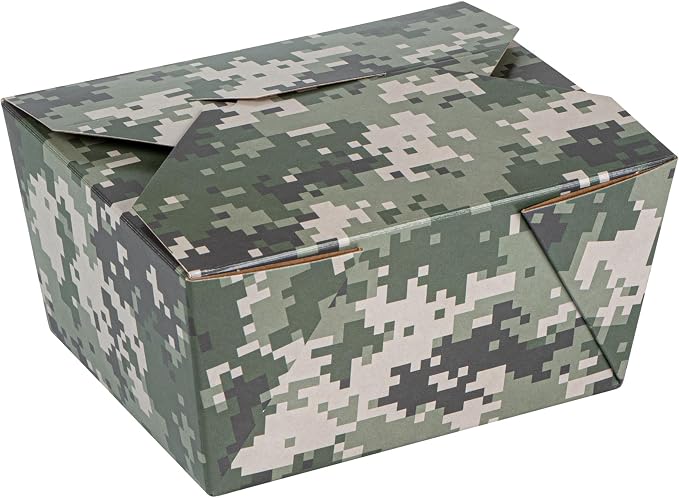 Restaurantware-Bio Tek 5.1 x 4.1 x 2.6 Inch Food Containers, 200 Durable Takeaway Boxes - Disposable, Sturdy, Camouflage Paper 30 Ounce Takeout Boxes, Rectangle, For Takeout And Delivery, Or Picnics - Image 2