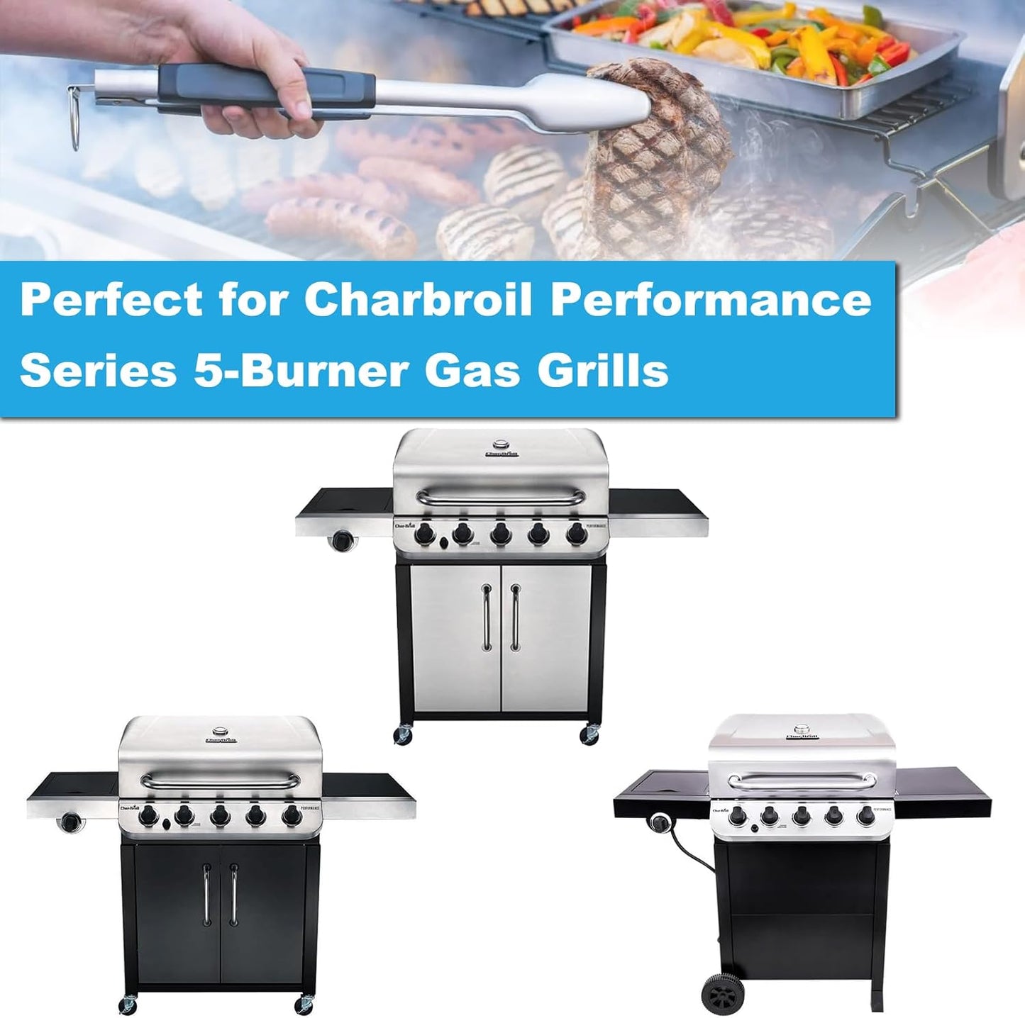 Full Size Griddle for Charbroil Performance 5 Burner, Flat Top Griddle for Charbroil Grill 463275517 463243518 463243519 463275717 463372017 463348017, Replace for G470-0002-W1 G470-0003-W1