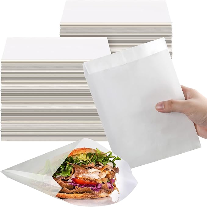 Zubebe 1200 Pcs Paper Sandwich Bags 7 x 6 x 1 Inch Wet Wax Glassine Paper Grease Resistant White Semi Translucent Bags for Bakery Cookies Candy Snacks French Fries by Zubebe