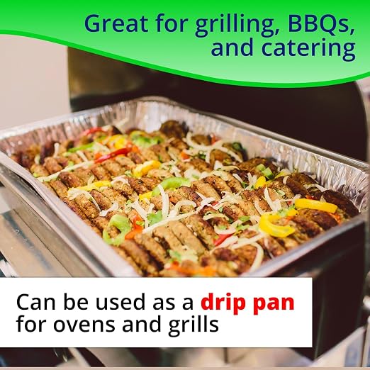 IDL Packaging Half-Size Aluminum Steam Table Pans with Lids - Medium, 13" x 11" x 2" (Pack of 5) - Disposable Foil Pan for Grilling, Roasting, BBQ, Baking, Freezing - Catering Supplies - Image 5