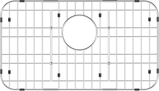 iPEGTOP Sink Bottom Grid, 3-Piece Stainless Steel Sink Protector 23" x 13" Rear Drain Hole with Corner Radius, Sink Grate Rack for Bottom of Kitchen Sink Single Bowl with Hole Cover