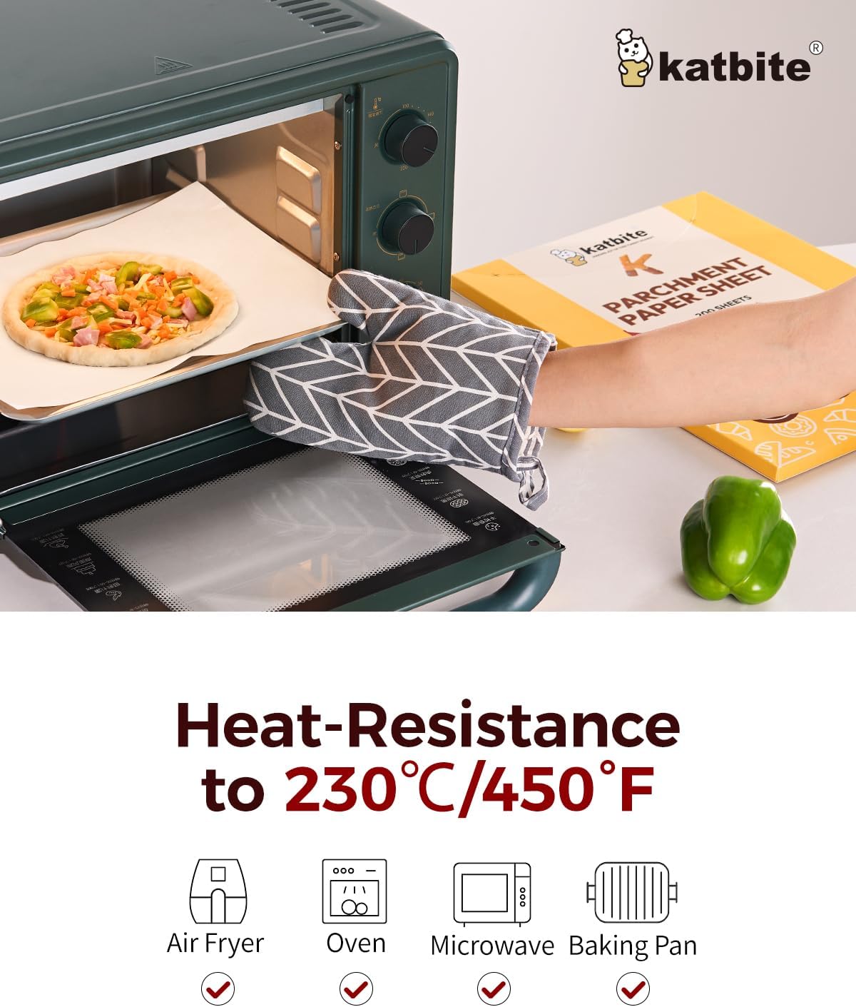 Katbite 200PCS 12x16 In Heavy Duty Flat Parchment Paper, Parchment Paper Sheets for Baking Cookies, Cooking, Frying, Air Fryer, Grilling Rack, Oven(12x16 Inch)[Advanced Series]