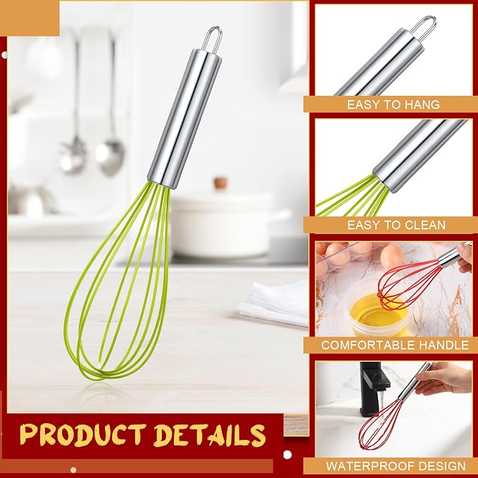 FoldTier 36 Sets 10 Inch Christmas Whisks Gifts DIY Fillable Christmas Tree Ornaments Xmas Colored Silicone Whisks for Cooking Heat Resistant Egg Beaters with Card Rope Bag for Candy Holder - Image 3
