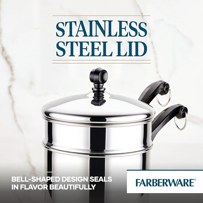 Farberware Classic Series Double Boiler and Saucepan with Lid, 2 Qt - Image 6
