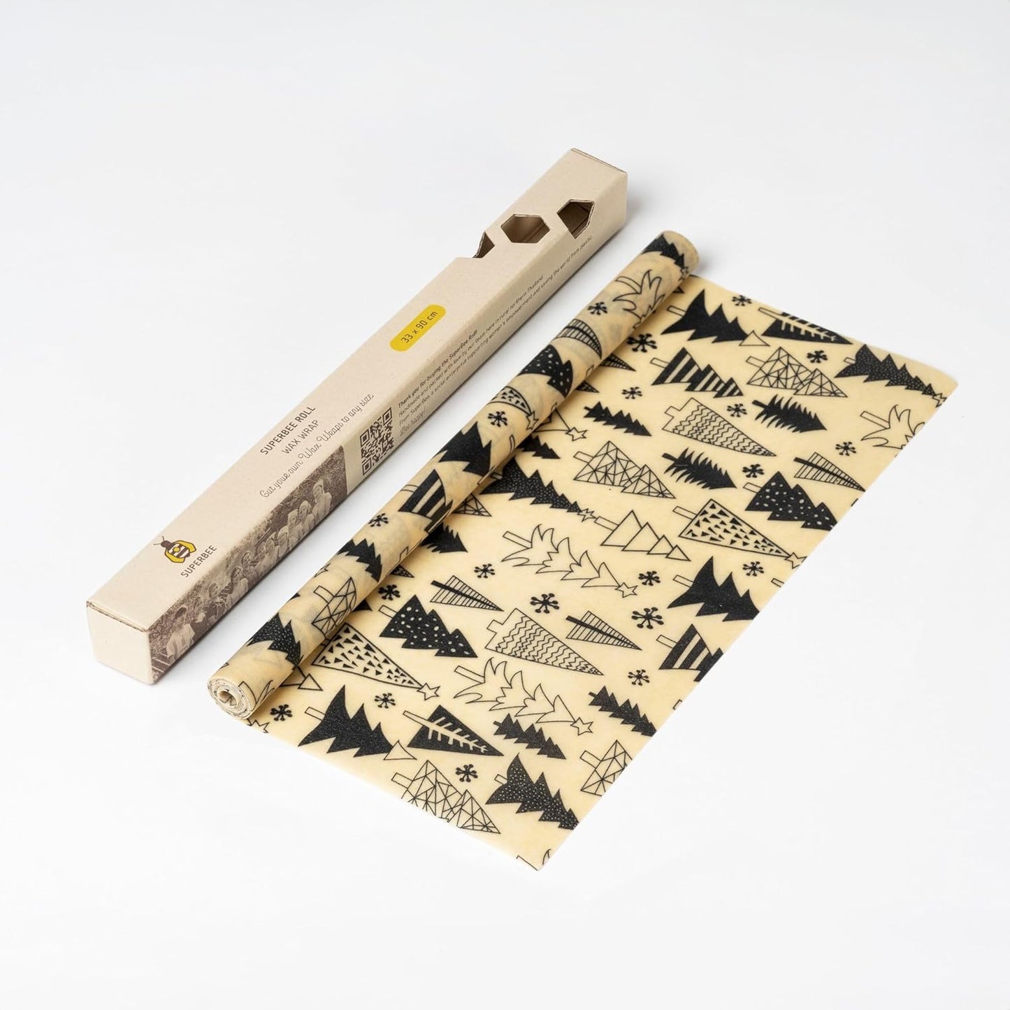 SUPERBEE Beeswax Wrap Roll XL, Reusable Beeswax Wrap for Food, Wrap Roll, Reusable Bees Wrap Paper for Wrapping Vegetables & Cheese, Bowl Covers and Sandwich Wrapping Paper, Christmas - 35x13"