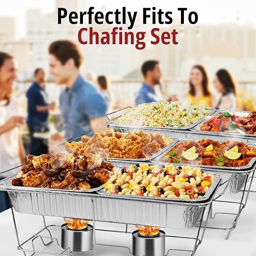 COMFICOVE Full Size Aluminum Foil Pans (20 Pack) — Heavy Duty Deep Steam Table Trays for Buffet, Catering, Baking, Roasting, Cooking BBQ Grilling, Baking Pan Trays - Image 6