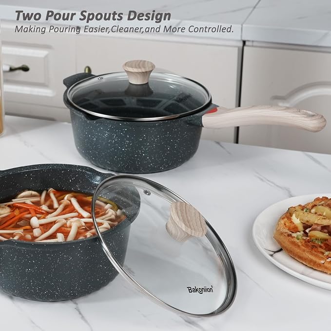 Ceramic Nonstick Saucepan Set 2QT and 3QT, Cast Aluminum Cooking Pots with Side Pour Spouts,Compatible with All Cooktops,Dishwasher Safe - Image 5