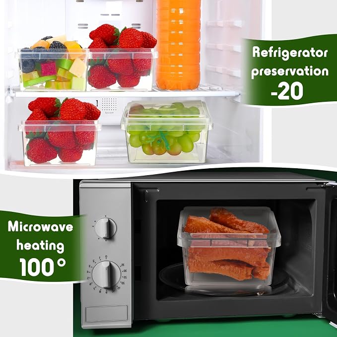 Blushtier 18 oz 50 Pack Small Square Deli Containers with Lids Plastic Freezer Food Reusable Meal Dessert Ice Cream Containers with Labels for Takeout Meal Storage Microwave Freezer Safe(Clear) - Image 4