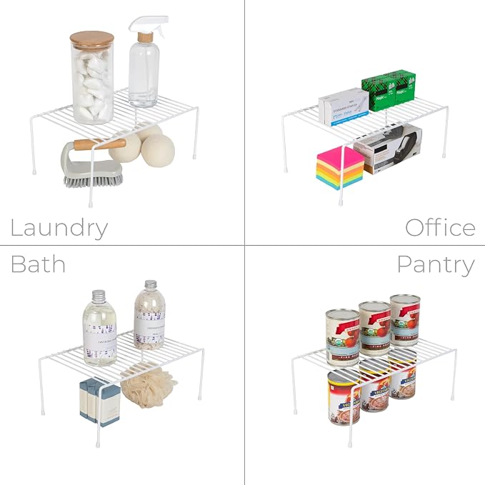 Smart Design Cabinet Storage Shelf Rack - Medium (8.5 x 13.25 Inch) - Steel Metal Wire - Cupboard, Plate, Dish, Counter & Pantry Organizer Organization - Kitchen [White] - Image 6