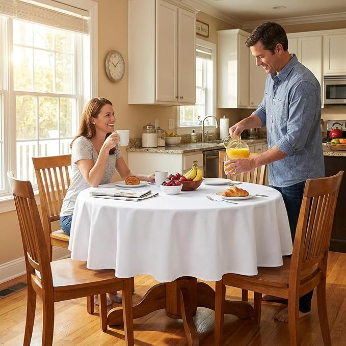 8 Packs 70 Inch White Round Tablecloth - Image 6