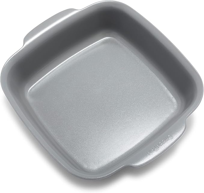 GreenPan Premiere Ovenware Healthy Ceramic Nonstick 8" Square Cake Baking Pan, Cast Aluminum Bakeware, Warp-Free, Oven and Broiler safe to 600F, Dishwasher Safe, PFAS-Free, Gray by GreenPan