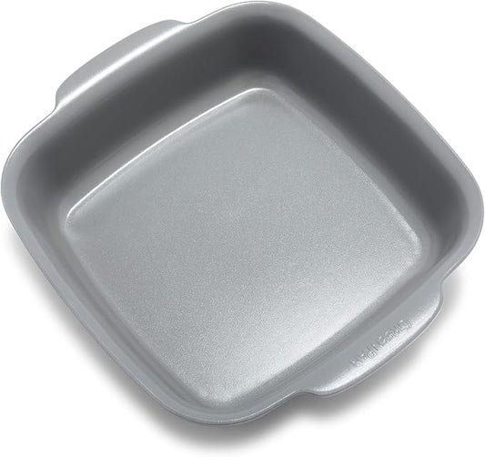 GreenPan Premiere Ovenware Healthy Ceramic Nonstick 8" Square Cake Baking Pan, Cast Aluminum Bakeware, Warp-Free, Oven and Broiler safe to 600F, Dishwasher Safe, PFAS-Free, Gray by GreenPan
