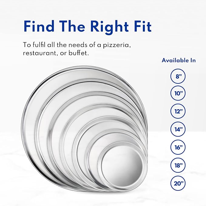 New Star Foodservice Restaurant-Grade Aluminum Pizza Pan/Tray with Wide Rim, 12 Inch, Pack of 6 - Image 7