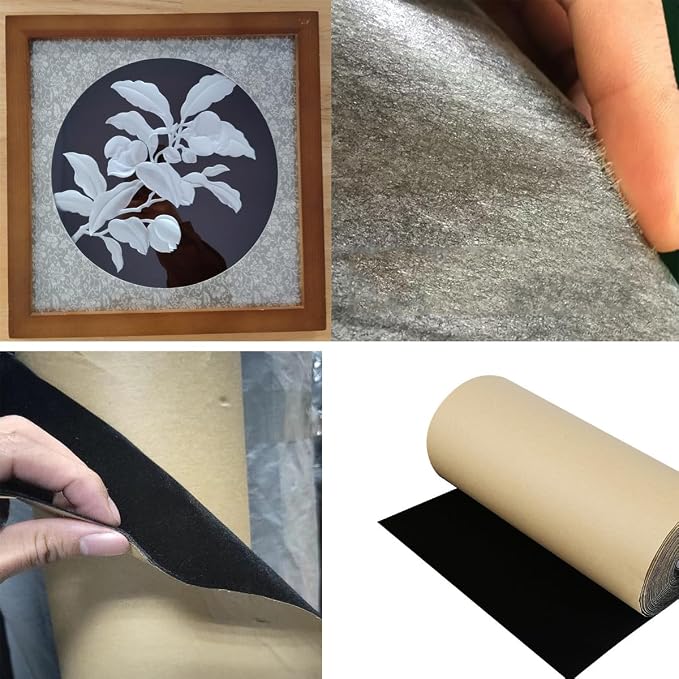 Self Adhesive Sheets Peel and Stick Velvet Flock Soft Velvet Drawer Liner DIY Fabric Felt Liner Sticker Decal for Drawers Jewelry Box Felt Lining Arts and Crafts 9" W x 197" L Black - Image 7
