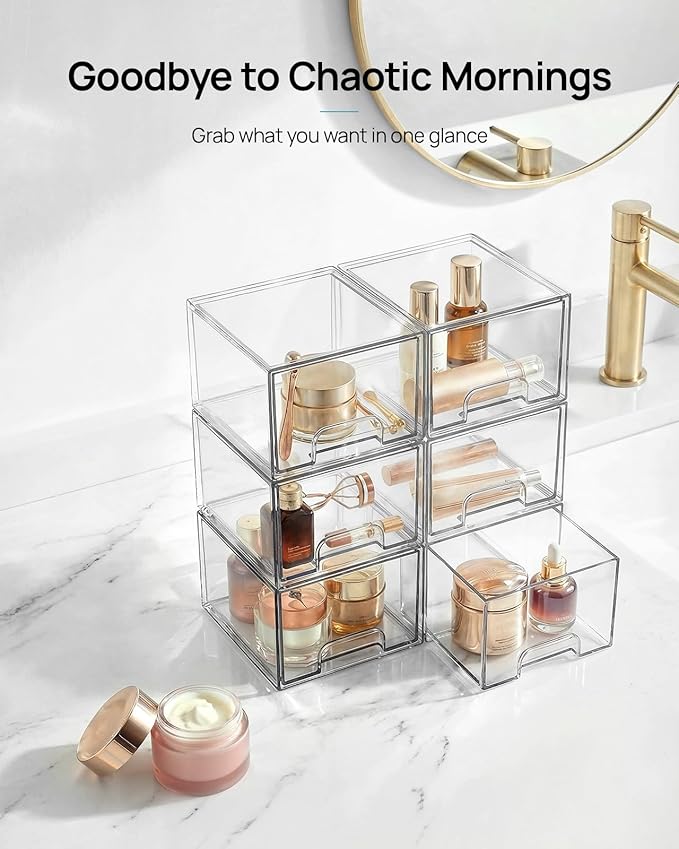 Vtopmart Clear Under Sink Organizer, 8 Pack Stackable Storage Drawers Set Designed to Fit Bathroom&Kitchen Under-Sink Organization - Image 6