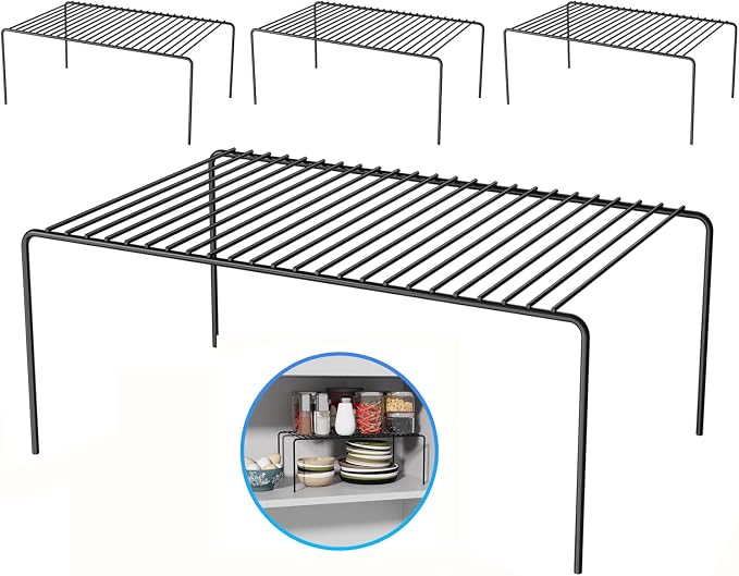 4Pack Cabinet Storage Shelf Rack, 15.7''L x 9.4''W x 5.9''H, Black by DPZM