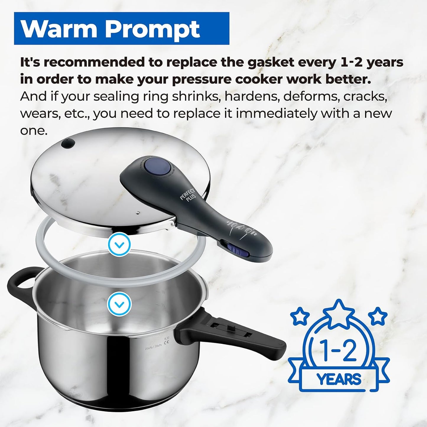 2Pcs Food Grade Silicone Pressure Cooker Sealing Ring Compatible with WMF 4.5 6.5 8.5 Quart Pressure Cookers and Frying Pans (Replace 6068569990, 8.66" Inner Diameter)