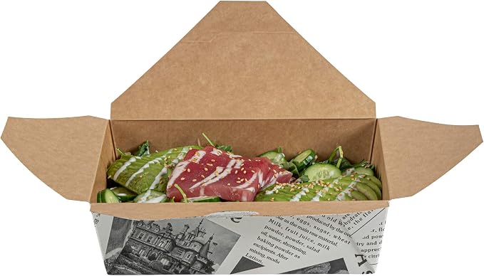 Restaurantware Bio Tek 8.5 x 6.3 x 2.5 Inch Food Containers 200 Durable Noodle Boxes - Disposable Sustainable Newsprint Paper 17-Ounce Takeout Boxes Rectangle For Takeouts Or Picnics - Image 11