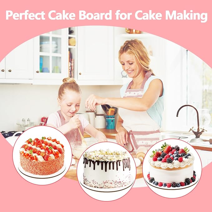 50PCS Cake Board Circle 10 Inch,2mm Card Drums Plate Bases,Food Grade & Oil-Resistant,For Cake Display Baking Party Birthday Wedding Pizza - Image 5