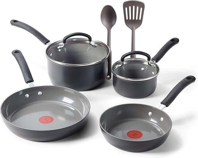 T-fal Ultimate Ceramic Nonstick Cookware Set 8-Piece, Pots and Pans by T-falbrand