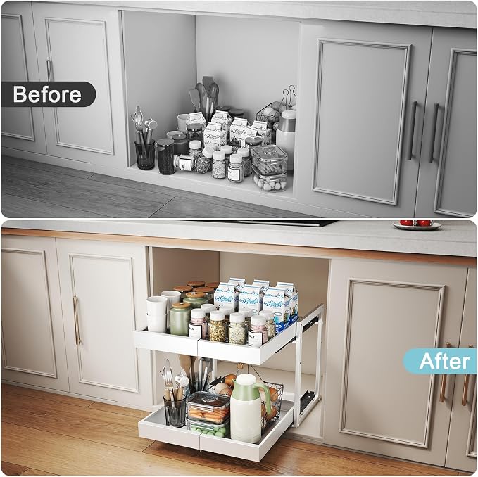 Golener 2-Tier Expandable Pull Out Cabinet Organizer, Cabinet Drawers, 16"D - Image 9