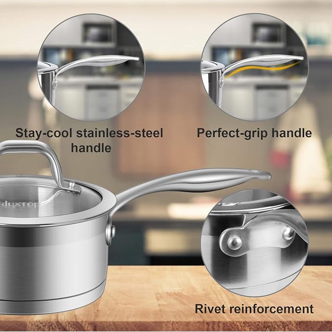 Duxtop Stainless Steel Sauce Pan with Lid, 2.5 Quart Induction Cooking Pot - Image 3