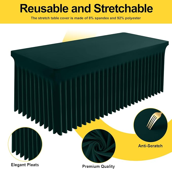 Smiry Spandex Elastic Fitted Table Cloth Skirt for 6FT Rectangle Table - Image 2