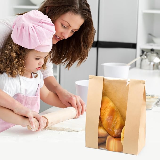 1000 Packs Paper Bread Bags for Homemade Bread, Sourdough Bread Bags with Tin Strip, Bakery Packaging Bags with Clear Window for Cookies Bread (13.7x8.2x3.5 inch) - Image 7