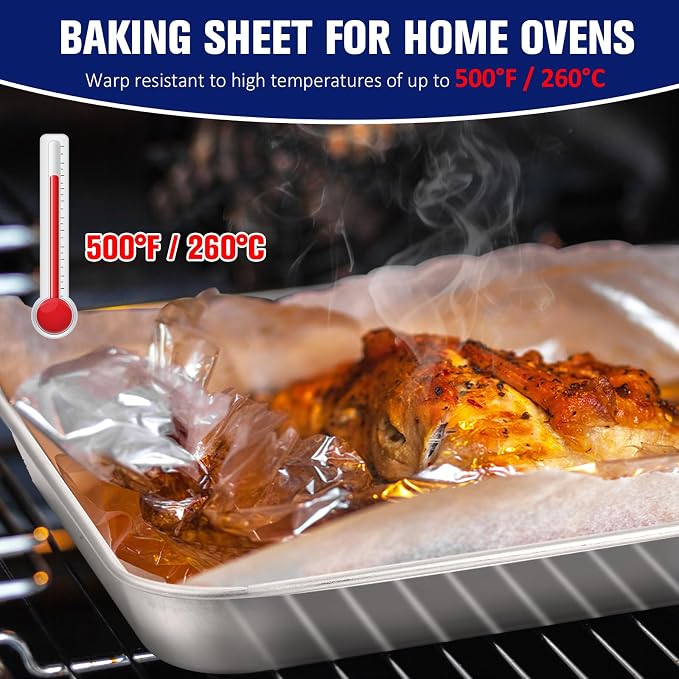 Mimorou 12 Pcs Baking Sheet Stainless Steel Cookie Small Metal Sheet Pans Professional Rectangle Oven Trays Kitchen Baking Cooking Oven and Toaster, Dishwasher Safe - Image 3