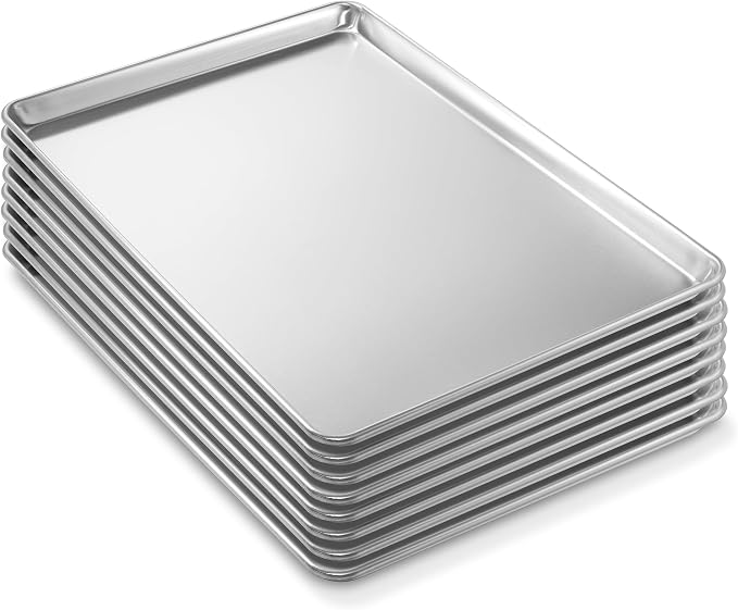 Last Confection 18" x 26" Commercial Grade Baking Sheet Pans, 8 Pack - Aluminum Full-Size Rimmed Cookie Sheet Trays - Image 4