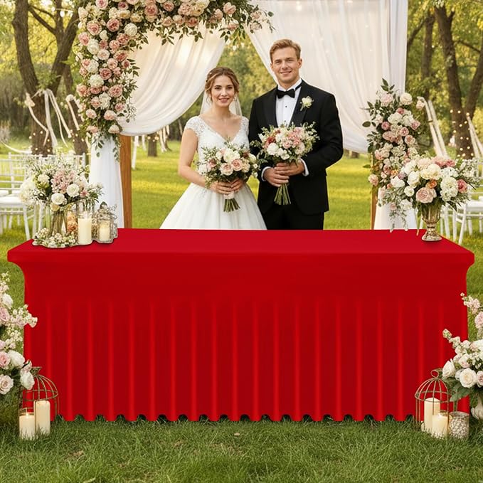 Moosfor 2 Pack Spandex Fitted Rectangle Tablecloth, Elastic Table Skirt - Image 2