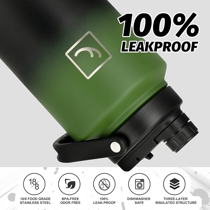 NATURE PIONEOR 1 Gallon (128oz) Insulated Water Bottle Jug with Carrier Bag | 18/8 Food-grade Stainless Steel, Double Vacuum Insulation, Wide-Mouth, Straw & Spout Lid, Strap, Camping, Hiking, Gym, Work - Image 5