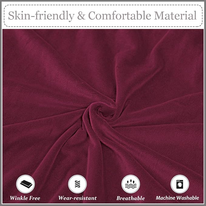 Velvet Plush XL Dining Chair Covers, Stretch Chaircover, Spandex High Chairs Protector Covers Seat Slipcover with Elastic Band for Dining Room,Wedding, Ceremony, Banquet (Wine Red, Set of 2) - Image 4
