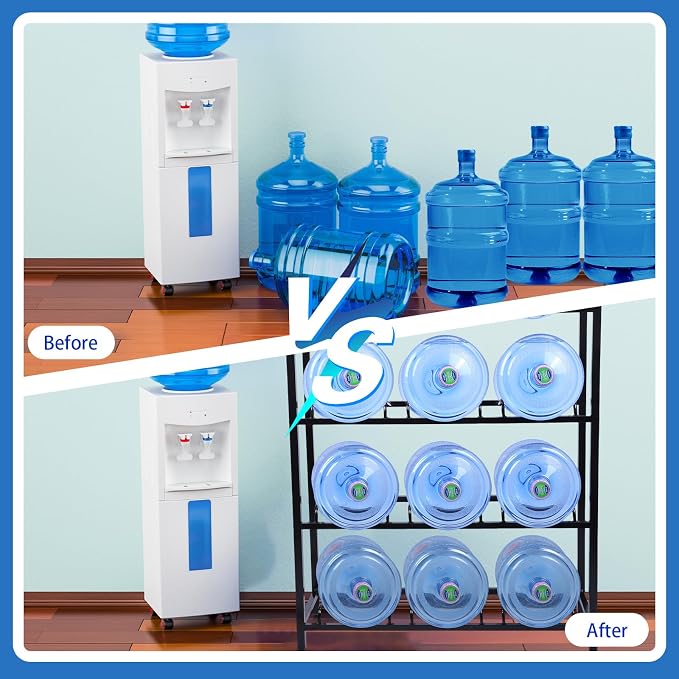 Nuogo 5 Gallon Water Jug Rack 5 Gallon Water Jug Holder Water Jug Holder Stand Heavy Duty Water Bottle Organizer Storage Rack Accessory for Home Room Kitchen (4 Tiers) - Image 3