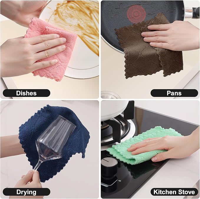 Homaxy Super Soft Absorbent 12 Pack Coral Velvet Dish Cloths, 7" x 9" - Image 5