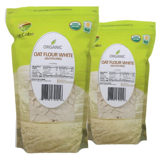 McCabe Organic Oat Flour White - Oat Flour Organic | Rich with Fiber & Minerals | USDA and CCOF Certified | Product of USA | 2Lbs | Pack of 2