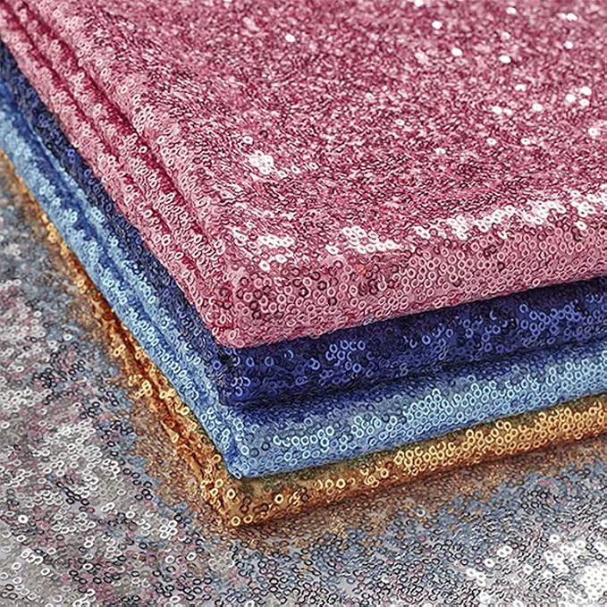Rose Pink Sequin Table Runner 12 Pack 12''x108 Glitter Table Runner - Image 6