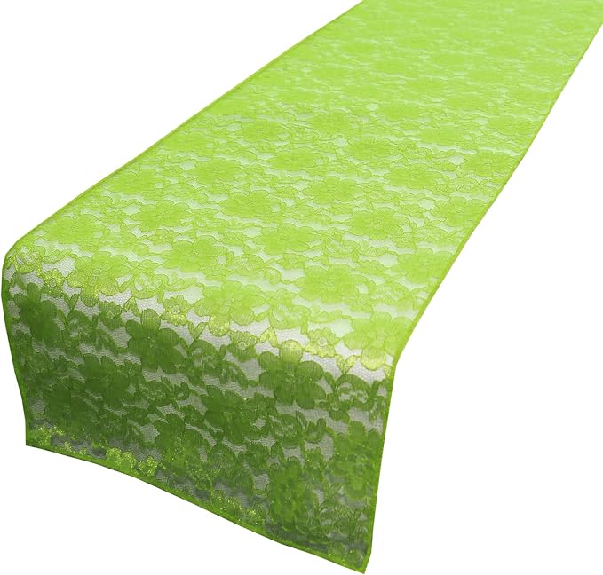 Zen Creative Designs 10 Pack Floral Lace Table Runner Sheer Lace Event Party Wedding Table Decor (12" by 72", Lime) by ZenCreativeDesigns
