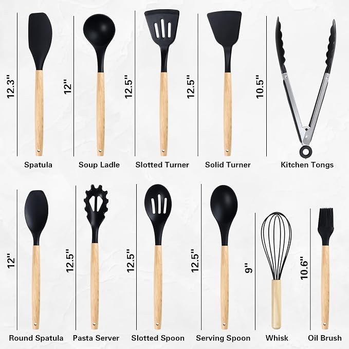 19 PCS Black Kitchen Cooking Utensils Set Kitchen Tools Set - Image 2