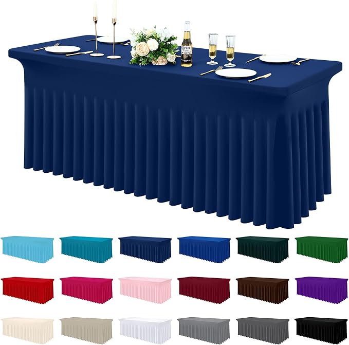 Moosfor Spandex Fitted Rectangle Tablecloth, Elastic Table Skirt by Moosfor