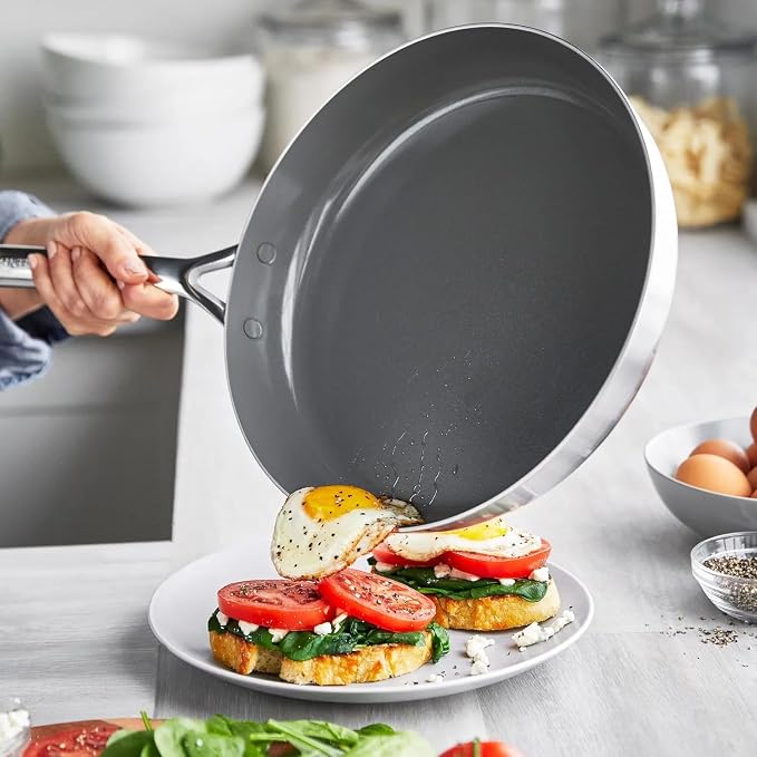 GreenPan GP5 Stainless Steel 5-Ply Healthy Ceramic Nonstick 13 Piece Cookware Pots & Pans Set, Frying Pans, Sauté, Saucepans, Stock Pot, Scratch Resistant, Induction,Dishwasher & Oven Safe, PFAS-Free - Image 5