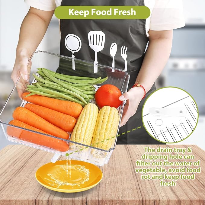 10 Pack Refrigerator Pantry Organizer Bins with Lids, Fridge Organizer Bins | BPA-Free Stackable Clear Plastic Food Storage Bins for Kitchen,Countertops,Cabinets,Fridge,Drinks,Fruits,Vegetables - Image 5